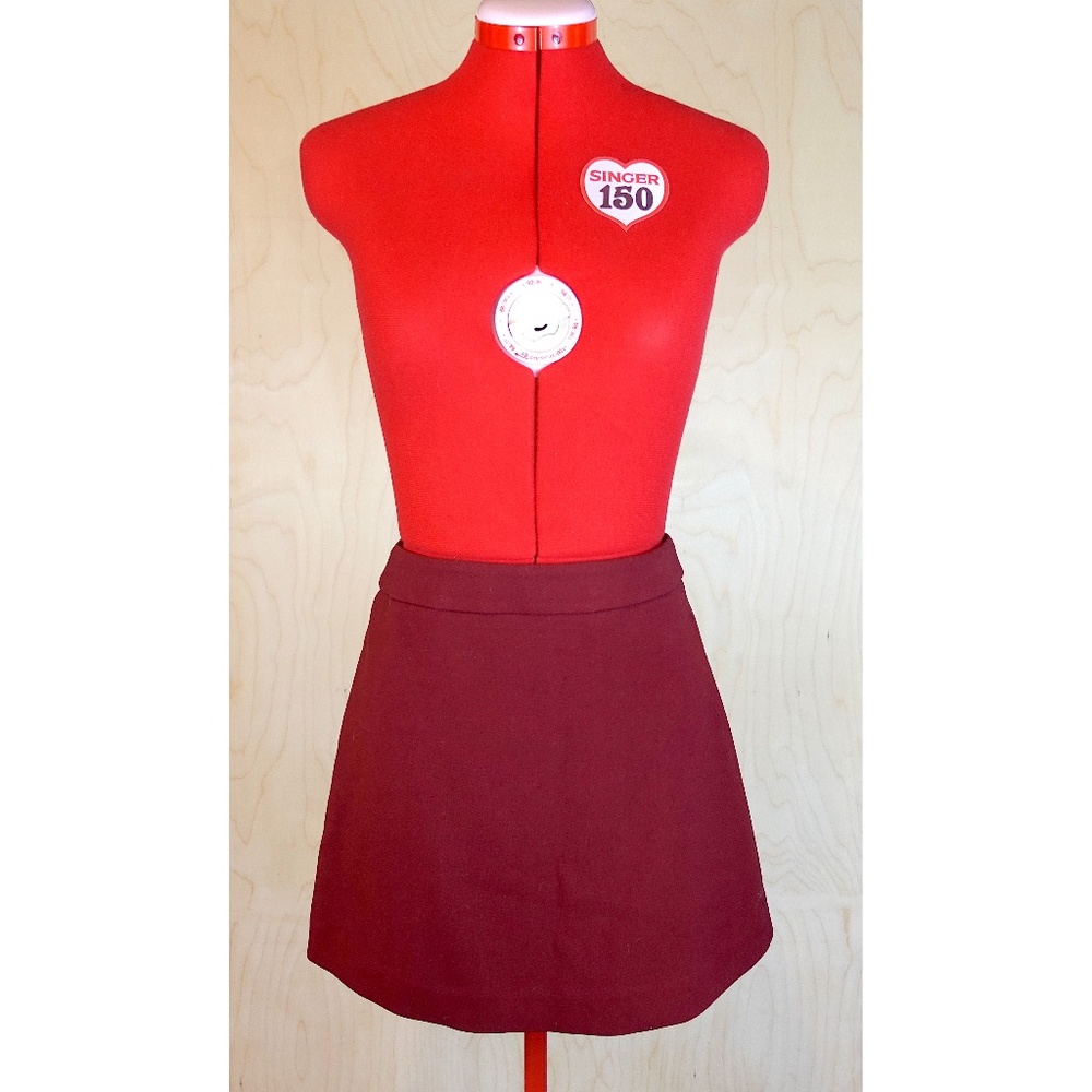 Express Burgundy High-Waisted A-Line Mini Skirt